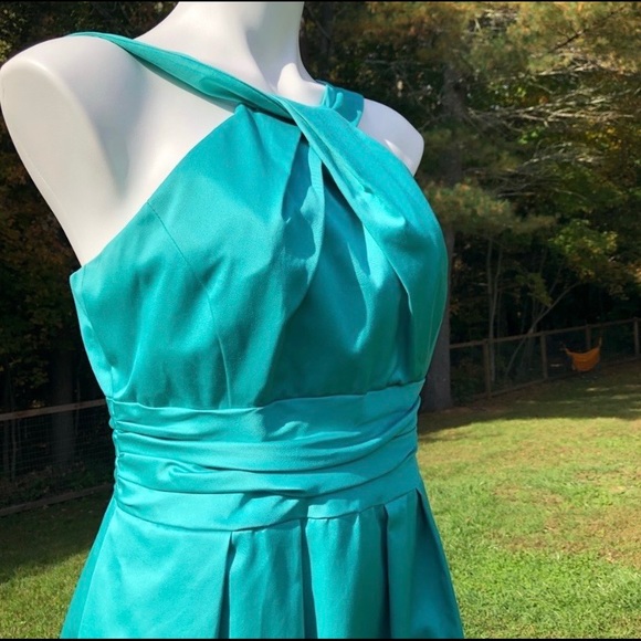 David’s Bridal crossed neck gathered waist pleated lined dress NWT size 8 - Picture 8 of 9